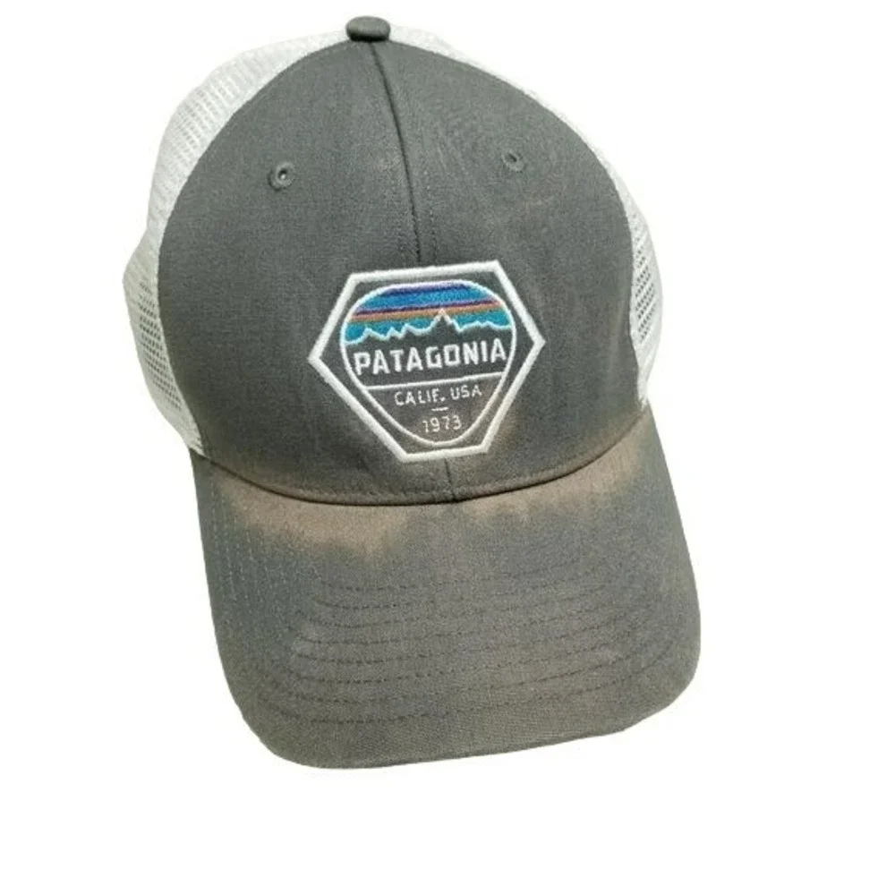 Patagonia Trucker Hat Mesh Sides Adjustable Baseball Dad Cap Water Marks Grey OS